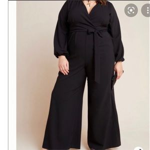 Anthropologie Hutch Jana Plisse Black Belted Jumpsuit